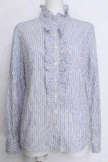 画像1: Jane Marple / フリルカラーストライプブラウス  サックス S-26-06-01-1011-JM-BL-AS-ZS (1)