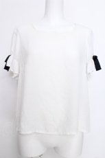 画像1: Ank Rouge / スカラップ半袖リボンブラウス  白 S-26-06-01-1002-CA-BL-HR-ZS (1)