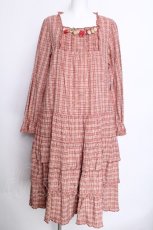 画像1: PINK HOUSE / いちご編みぐるみ段々チェックワンピース  ピンク S-26-06-01-1024-LO-OP-AS-ZS (1)