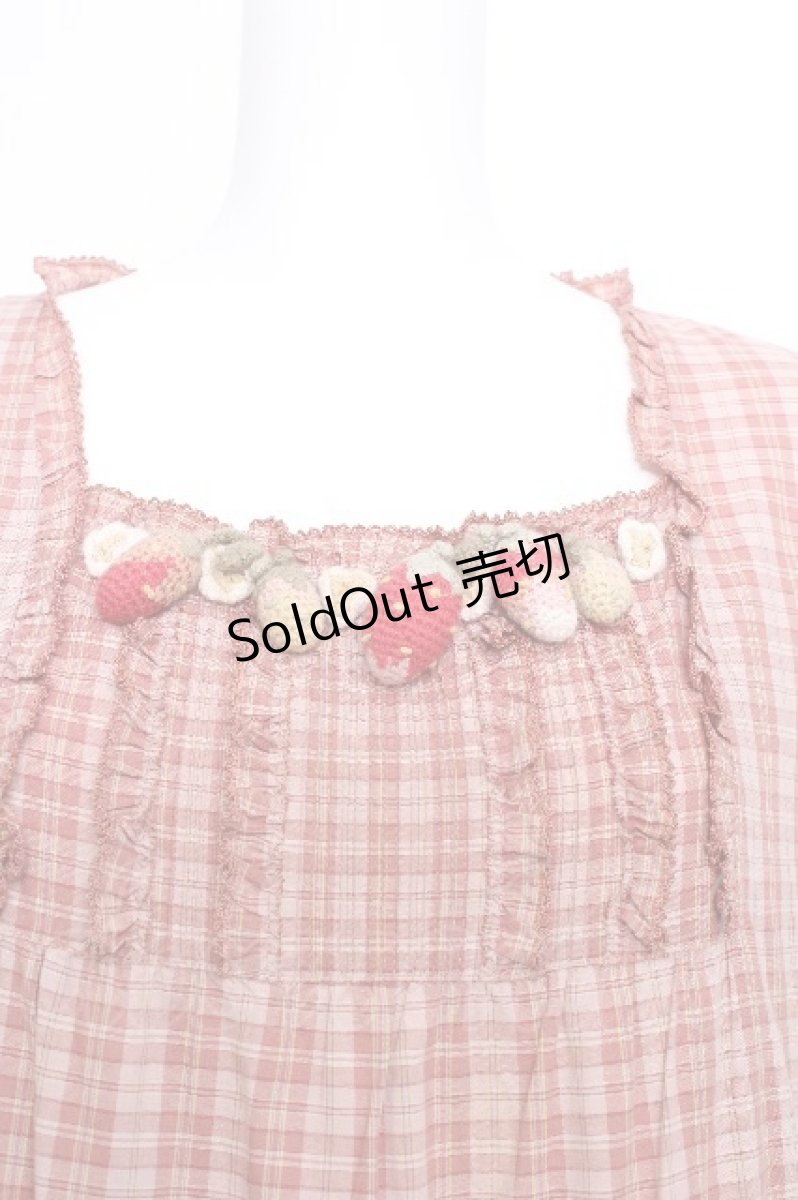 画像3: PINK HOUSE / いちご編みぐるみ段々チェックワンピース  ピンク S-26-06-01-1024-LO-OP-AS-ZS (3)