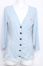 画像1: Ozz oneste / 薔薇刺繍カーディガン  サックス S-26-06-01-011-OO-BL-HR-ZS (1)