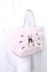 画像1: Maison de FLEUR / ベア刺繍トートバッグ F ピンク S-26-06-02-1048-LO-BG-SZ-ZS (1)
