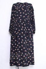 画像1: Jane Marple Dans Le Salon / Floating flowers afternoon dress ドレス  紺 S-26-06-03-1047-JM-OP-AS-ZS (1)