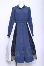 画像1: axes femme / レース切替シャツワンピース  ブルー S-26-06-03-1050-AX-OP-HR-ZS (1)