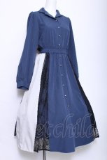 画像3: axes femme / レース切替シャツワンピース  ブルー S-26-06-03-1050-AX-OP-HR-ZS (3)