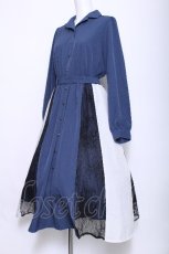 画像4: axes femme / レース切替シャツワンピース  ブルー S-26-06-03-1050-AX-OP-HR-ZS (4)