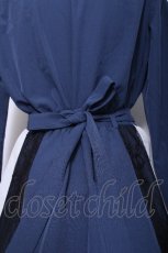 画像6: axes femme / レース切替シャツワンピース  ブルー S-26-06-03-1050-AX-OP-HR-ZS (6)