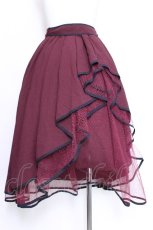 画像2: axes femme POETIQUE / パイピングバックフリルスカート  ワイン S-26-06-03-1057-AX-SK-HR-ZS (2)
