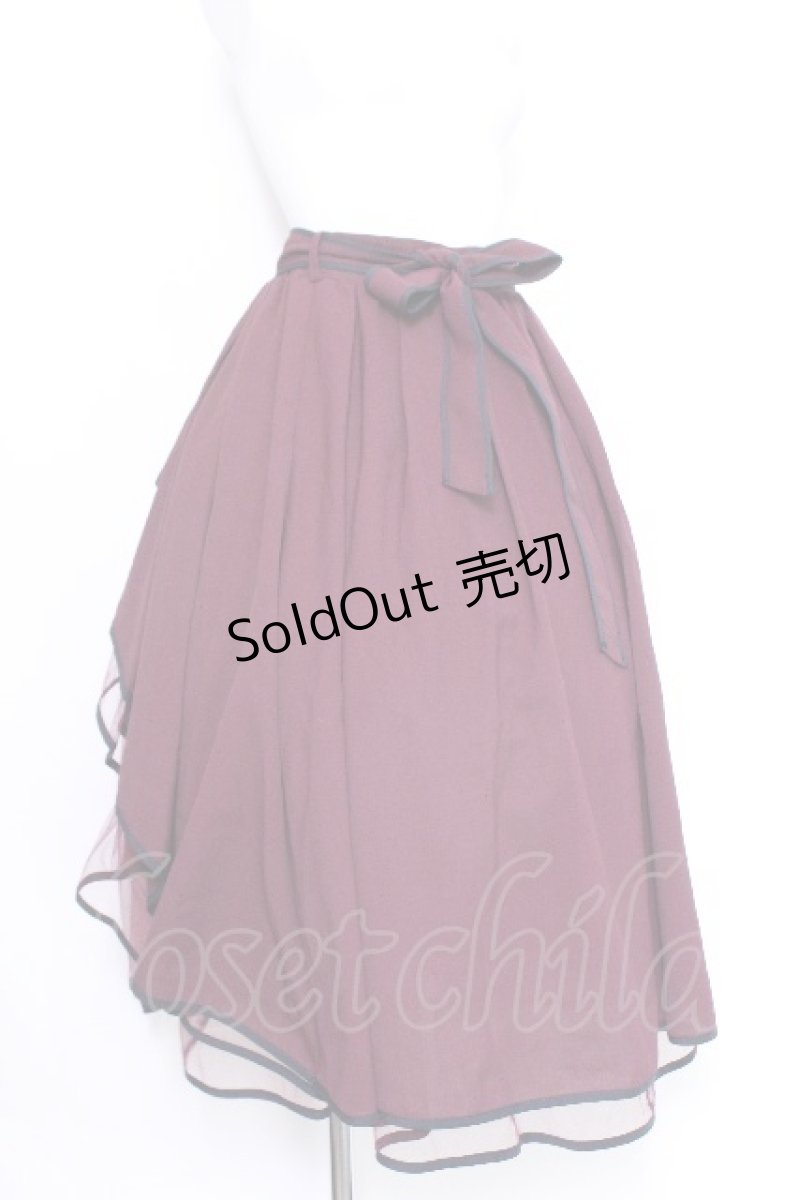 画像3: axes femme POETIQUE / パイピングバックフリルスカート  ワイン S-26-06-03-1057-AX-SK-HR-ZS (3)