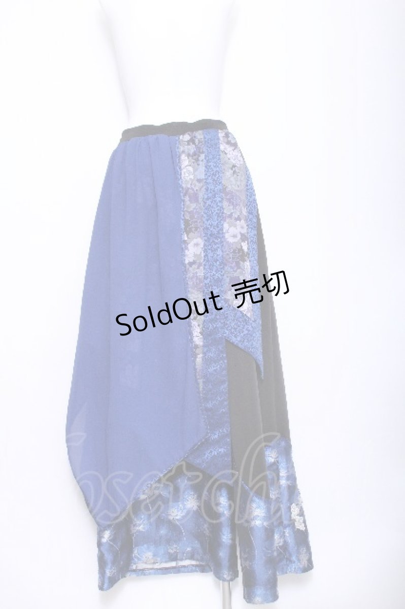 画像2: Qutie Frash / ラップ付き和柄バギーパンツ  青 S-26-06-03-1059-QU-PA-AS-ZS (2)