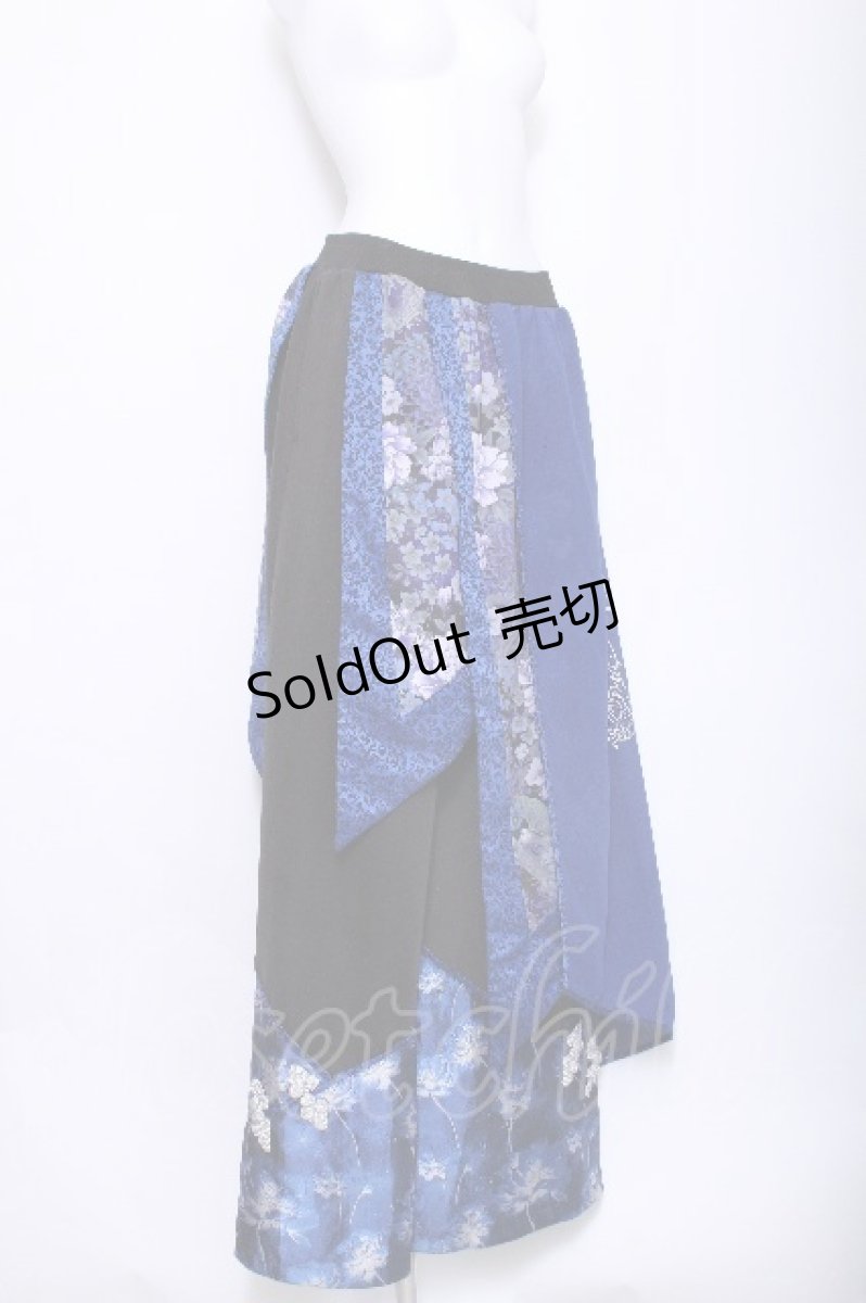 画像3: Qutie Frash / ラップ付き和柄バギーパンツ  青 S-26-06-03-1059-QU-PA-AS-ZS (3)