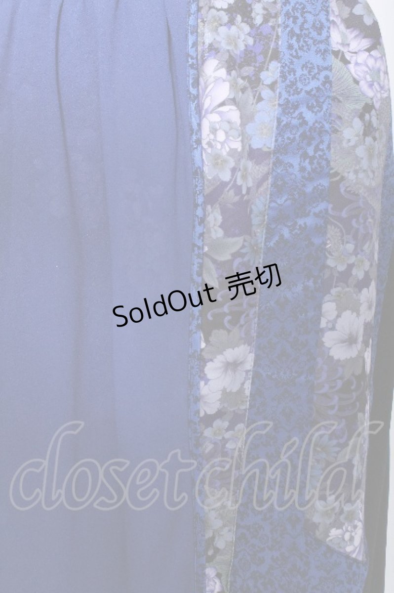 画像8: Qutie Frash / ラップ付き和柄バギーパンツ  青 S-26-06-03-1059-QU-PA-AS-ZS (8)