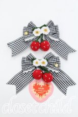 画像1: BABY,THE STARS SHINE BRIGHT / ゆらゆらいちごのHappy Berry Presentギンガムリボンクリップ  黒 S-26-06-03-003-BA-AC-AS-ZS (1)
