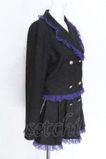 画像3: Amilige / エンブレムワッペン付きレースジャケット ボックスプリーツセット  黒ｘ紫 S-26-06-04-050-PU-BL-HR-ZS (3)