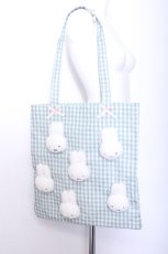 画像1: merry jenny / ギンガムもこもこmiffyトート  ミント S-26-06-04-014-LO-BG-HR-ZS (1)