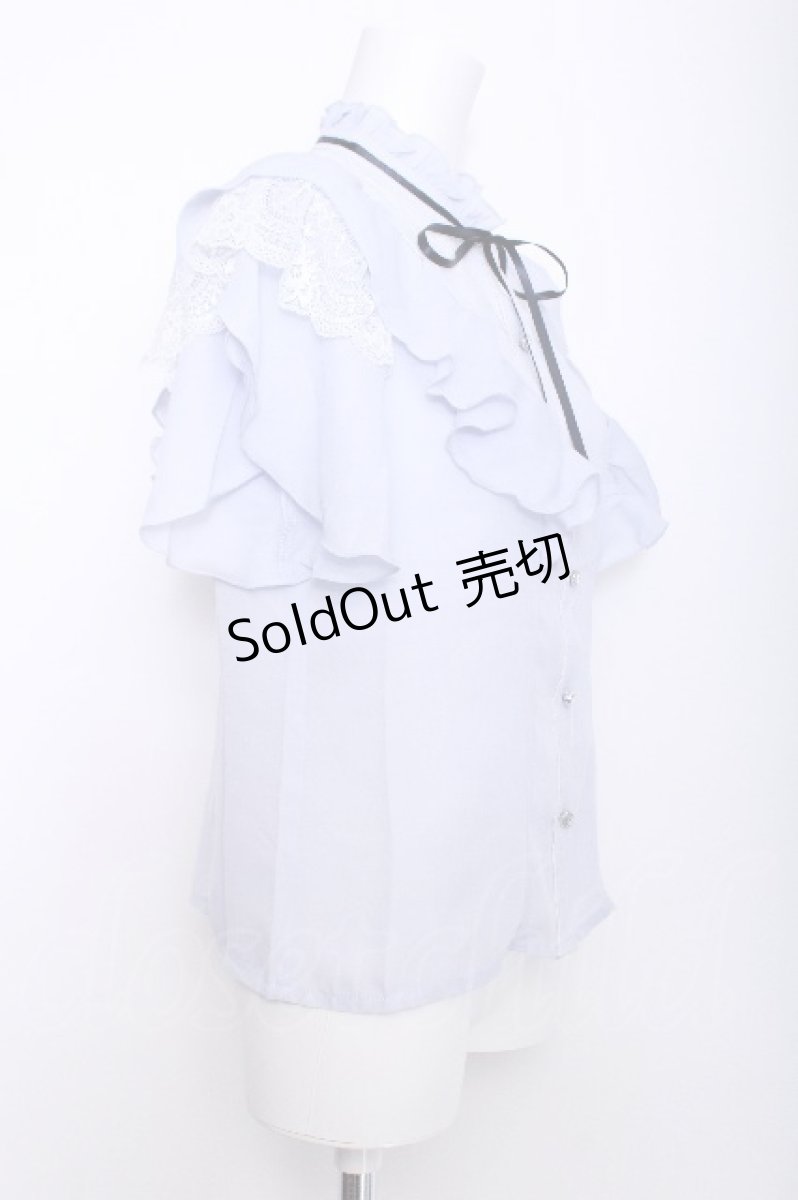 画像2: axes femme POETIQUE / チューリップスリーブブラウス  サックス S-26-06-04-020-AX-BL-HR-ZS (2)