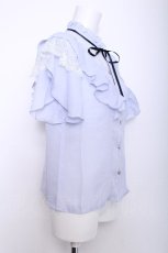 画像2: axes femme POETIQUE / チューリップスリーブブラウス  サックス S-26-06-04-020-AX-BL-HR-ZS (2)