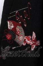 画像4: Amavel / びいどろ金魚と曼珠沙華和風ブラウス  黒 S-26-06-04-021-CA-BL-AS-ZS (4)