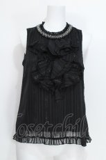 画像1: axes femme / シフォンノースリーブブラウス  黒 S-26-06-05-025-AX-BL-AS-ZS (1)