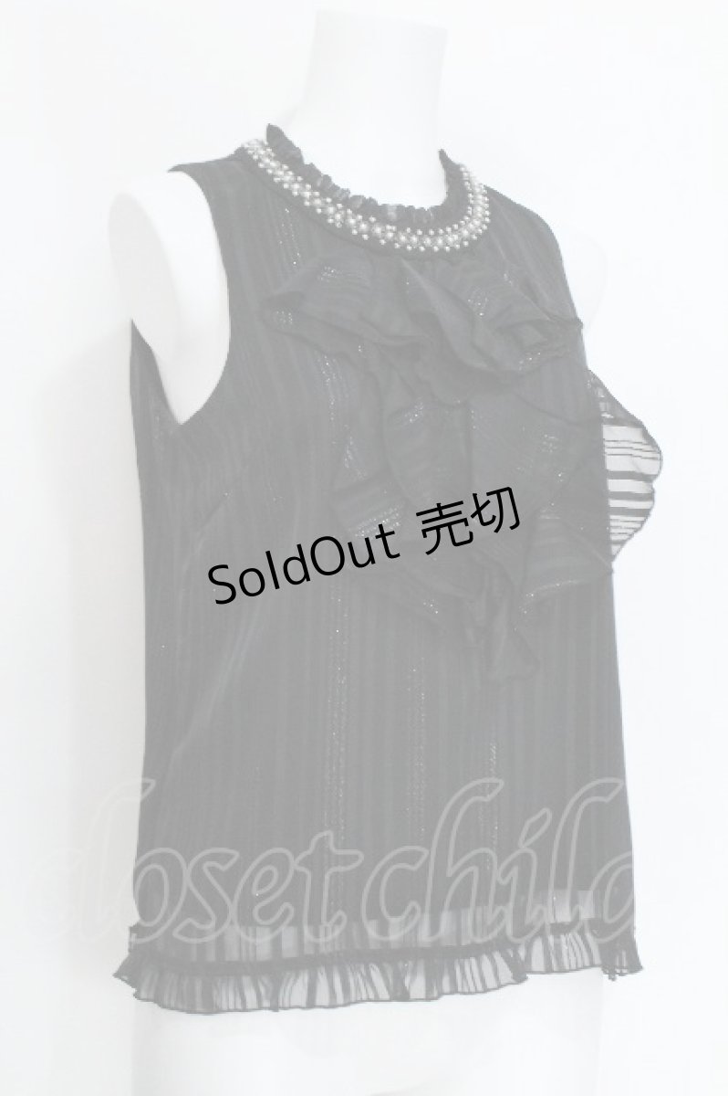 画像2: axes femme / シフォンノースリーブブラウス  黒 S-26-06-05-025-AX-BL-AS-ZS (2)