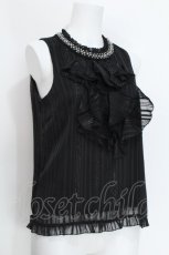 画像2: axes femme / シフォンノースリーブブラウス  黒 S-26-06-05-025-AX-BL-AS-ZS (2)