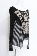 画像2: HYSTERIC GLAMOUR / ボーダー切替プリントカットソー  黒 S-26-06-05-038-PU-TO-HR-ZS (2)