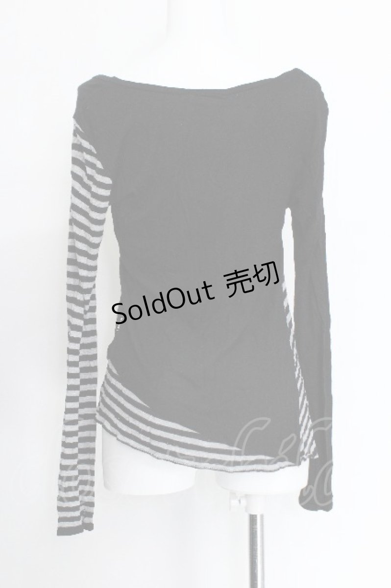 画像3: HYSTERIC GLAMOUR / ボーダー切替プリントカットソー  黒 S-26-06-05-038-PU-TO-HR-ZS (3)