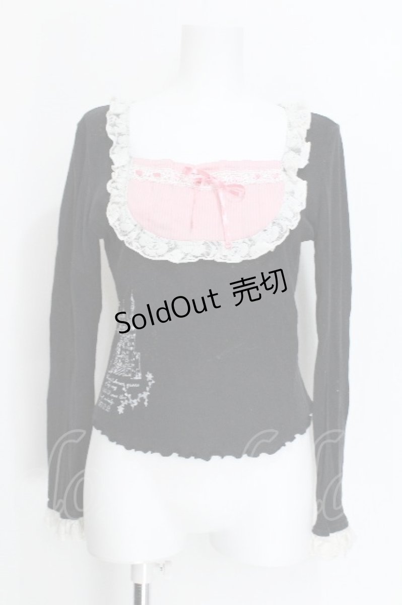 画像1: FRILL / ヨーク切替カットソー  黒ｘピンクｘオフ S-26-06-05-039-HN-TO-HR-ZS (1)