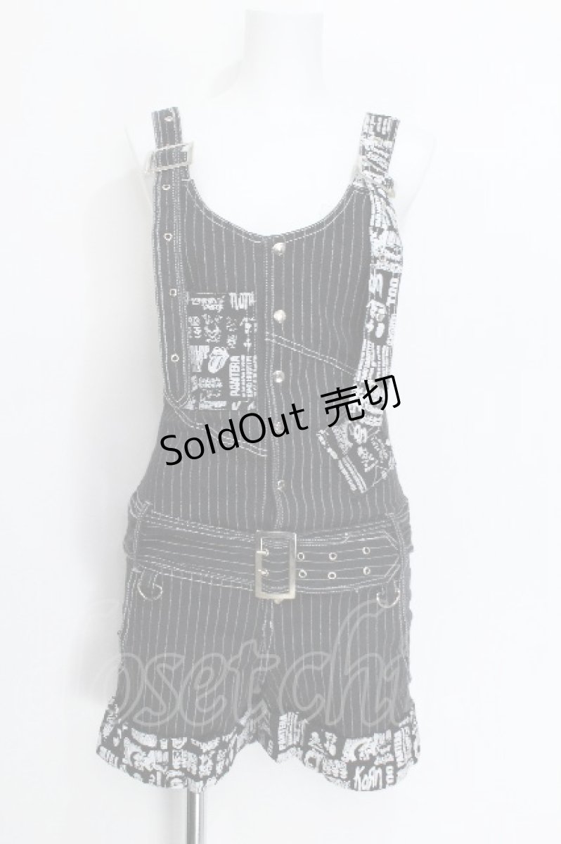 画像1: ACDC RAG / ストライプサロペット  黒 S-26-06-05-043-PU-PA-HR-ZS (1)
