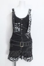 画像1: ACDC RAG / ストライプサロペット  黒 S-26-06-05-043-PU-PA-HR-ZS (1)