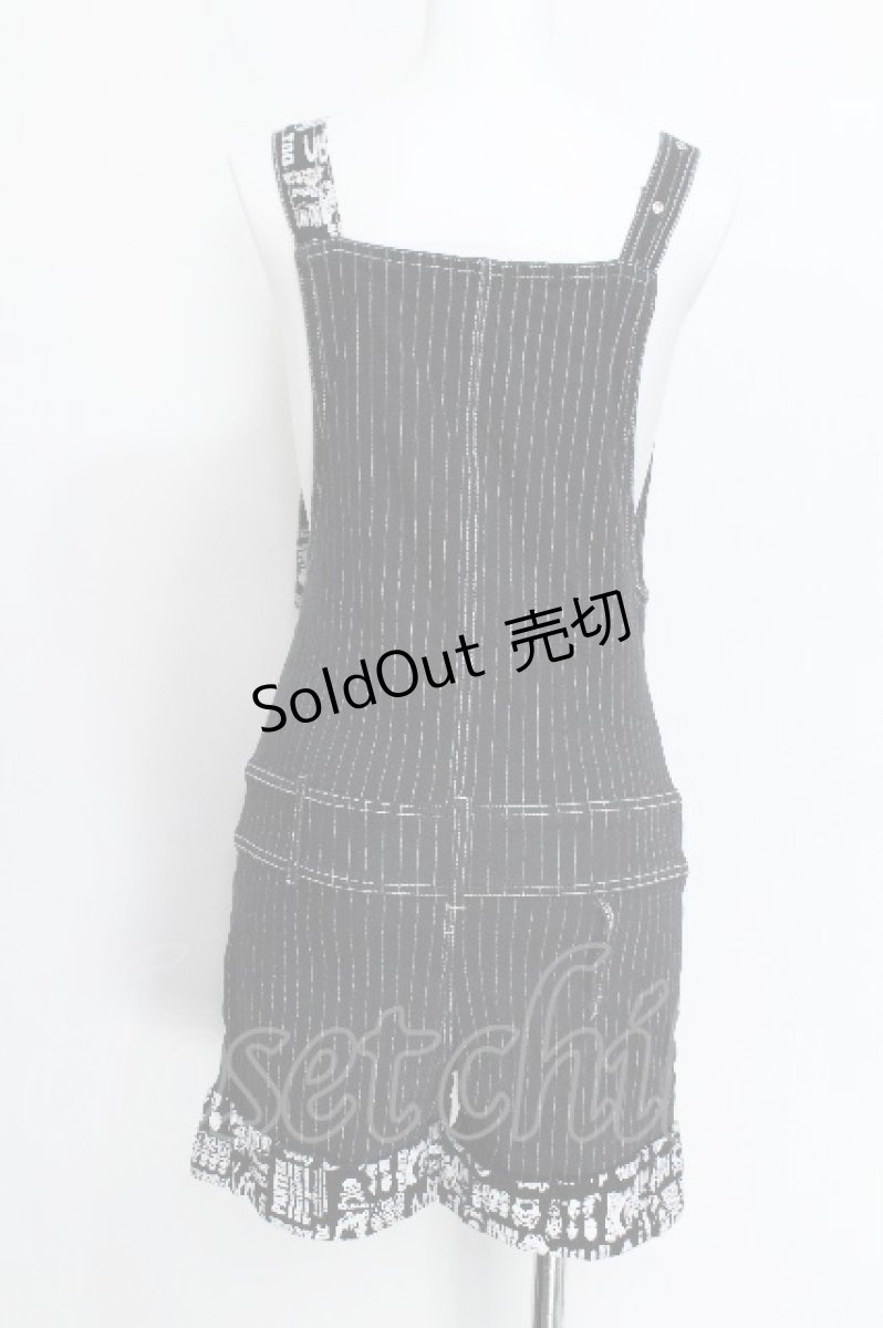 画像3: ACDC RAG / ストライプサロペット  黒 S-26-06-05-043-PU-PA-HR-ZS (3)