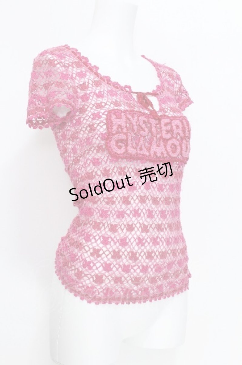 画像2: HYSTERIC GLAMOUR / ロゴ鍵編みニット  ピンク S-26-06-05-013-PU-TO-HR-ZS (2)