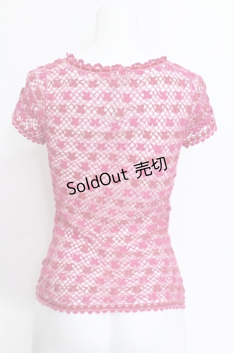 画像3: HYSTERIC GLAMOUR / ロゴ鍵編みニット  ピンク S-26-06-05-013-PU-TO-HR-ZS (3)