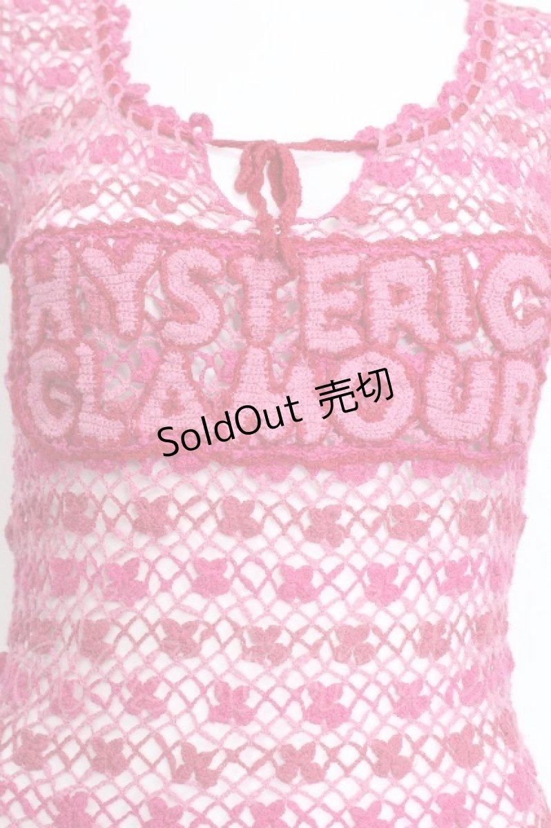 画像4: HYSTERIC GLAMOUR / ロゴ鍵編みニット  ピンク S-26-06-05-013-PU-TO-HR-ZS (4)