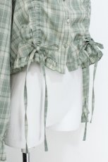 画像4: axes femme / ショート丈ドロストブラウス  グリーン S-26-06-05-018-AX-BL-AS-ZS (4)