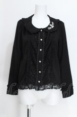画像1: axes femme POETIQUE / レース切替刺繍ブラウス  黒 S-26-06-05-021-AX-BL-AS-ZS (1)