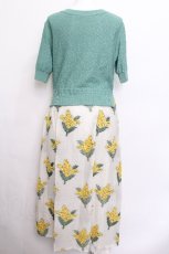 画像2: Jane Marple Dans Le Salon / ニットとMimosa jacquardのドレス  グリーンｘオフ S-26-06-07-034-JM-OP-AS-ZS (2)