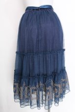 画像2: axes femme / 額縁刺繍チュールスカート  ブルー S-26-06-07-052-AX-SK-HR-ZS (2)