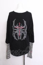 画像2: NieR Clothing / 袖ボーダートップス  黒ｘ白 S-26-06-07-027-PU-TO-AS-ZS (2)