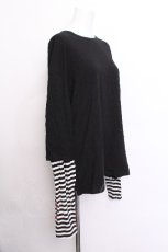画像3: NieR Clothing / 袖ボーダートップス  黒ｘ白 S-26-06-07-027-PU-TO-AS-ZS (3)