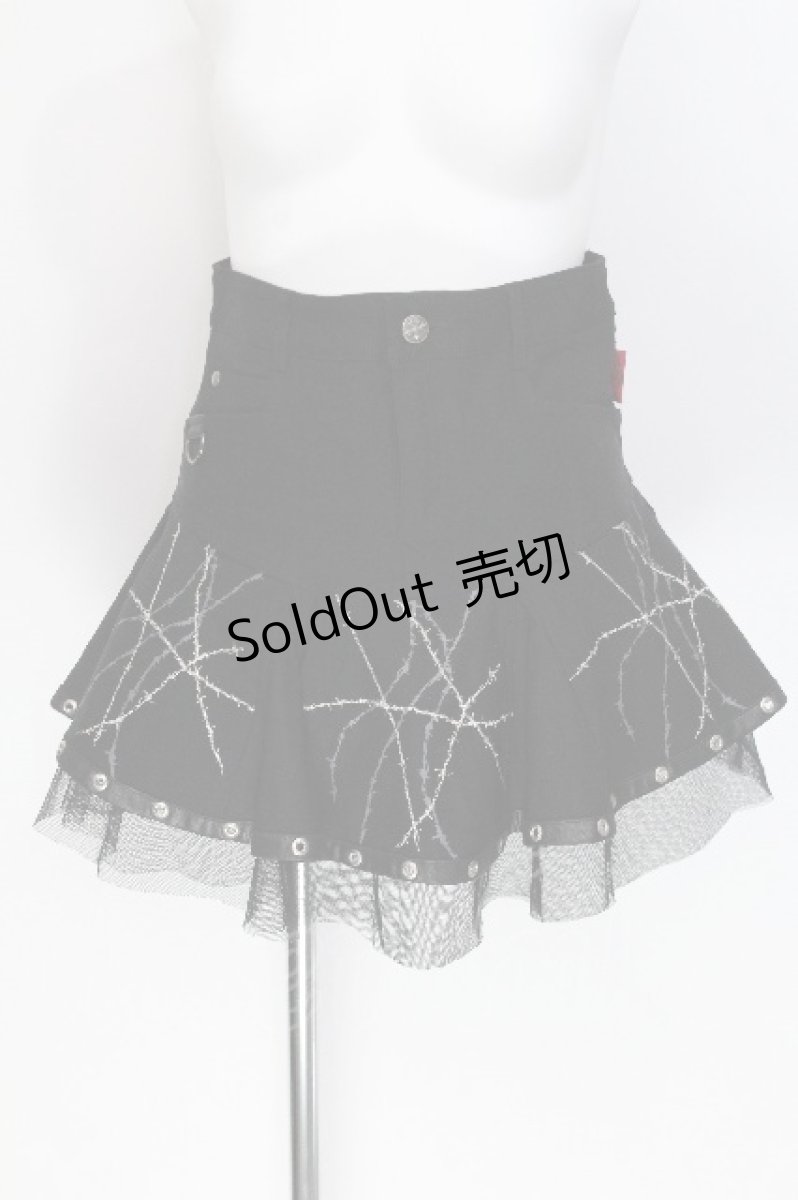 画像1: Ozz On / 有刺鉄線プリントスカート  黒 S-26-06-10-046-OO-SK-AS-ZS (1)