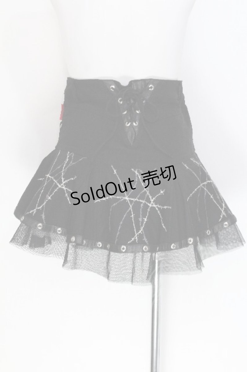 画像2: Ozz On / 有刺鉄線プリントスカート  黒 S-26-06-10-046-OO-SK-AS-ZS (2)