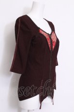 画像2: Ozz oneste / 花刺繍リブ切替ハイネックカットソー  ブラウン S-26-06-11-025-OO-TO-HR-ZS (2)
