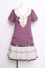画像1: axes femme / ストライプフリルチュニック  紫 S-26-06-11-039-AX-OP-AS-ZS (1)