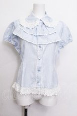 画像1: BABY,THE STARS SHINE BRIGHT / ストライプジャボ付きブラウス  サックス S-26-06-11-022-BA-BL-AS-ZS (1)