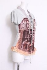 画像2: OZZ ANGELO / プリーツ襟半袖トップス  グレー S-26-06-11-024-OO-TO-HR-ZS (2)