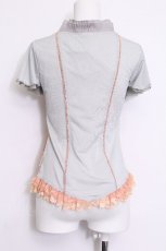画像3: OZZ ANGELO / プリーツ襟半袖トップス  グレー S-26-06-11-024-OO-TO-HR-ZS (3)