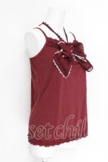 画像3: axes femme / ホルター付BIGリボンキャミ  ワイン S-26-06-12-030-AX-TO-HR-ZS (3)
