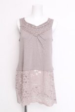 画像1: axes femme / 裾レースロングタンク  グレー S-26-06-12-032-AX-TO-HR-ZS (1)
