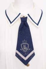 画像4: Amavel / Classic School ネクタイブラウス  白ｘ青 S-26-06-12-038-CA-BL-HR-ZS (4)